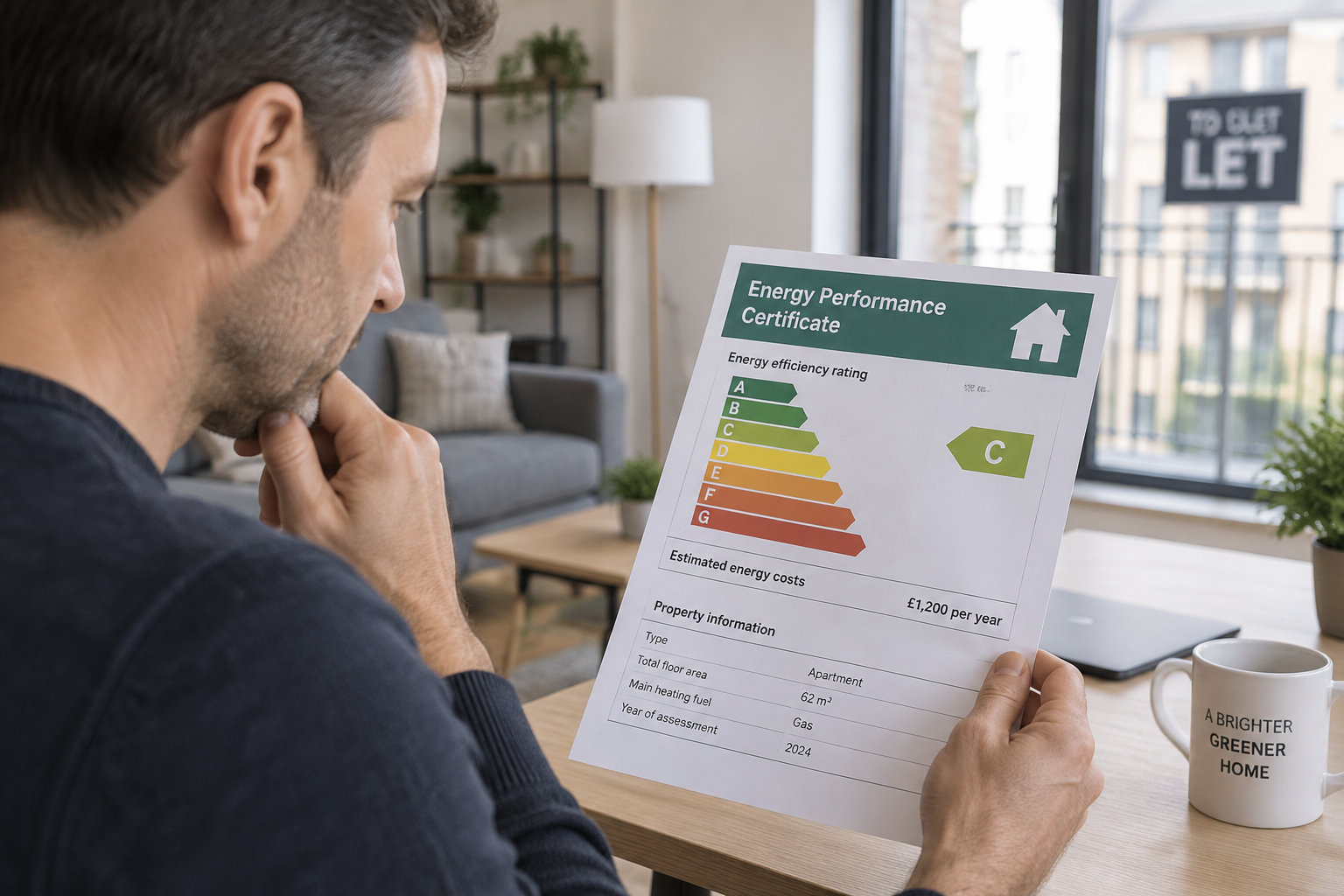 Un propriétaire examine le diagnostic de performance énergétique d’un logement avant de le louer.