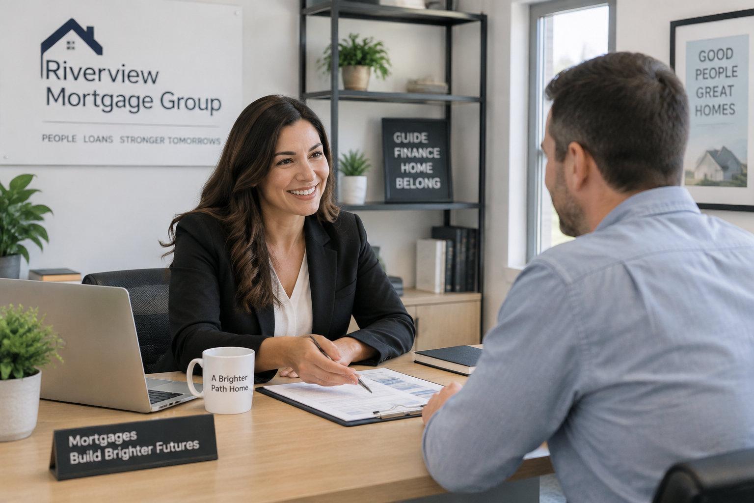 Un mandataire échange en personne avec un client lors d’un rendez-vous dans un bureau local.